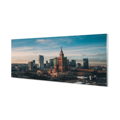 Fototryck på glas Warszawa skyskrapor panorama soluppgång