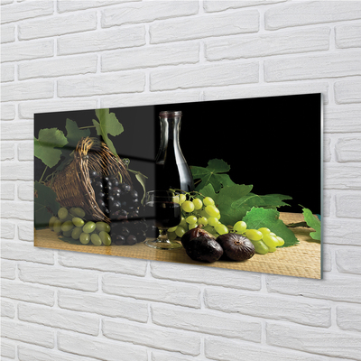 Glas bild Korg med vin druvblad