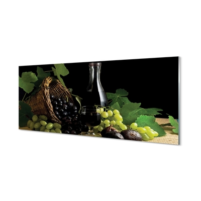 Glas bild Korg med vin druvblad