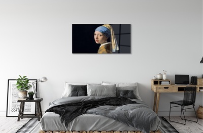 Glastavla foto Flicka med ett pärlörhänge - Johannes Vermeer