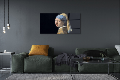 Glastavla foto Flicka med ett pärlörhänge - Johannes Vermeer