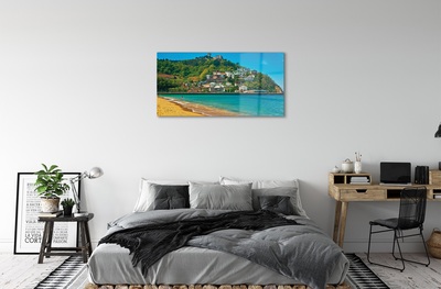 Glas bild Spanien Beach berg stad