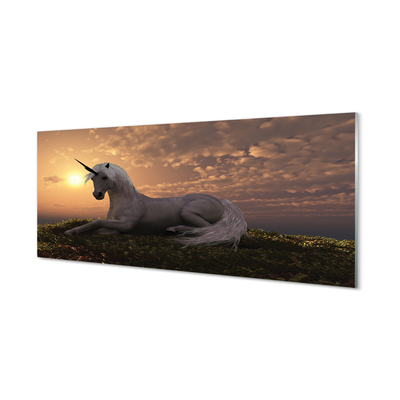 Fototryck på glas Unicorn berg solnedgång