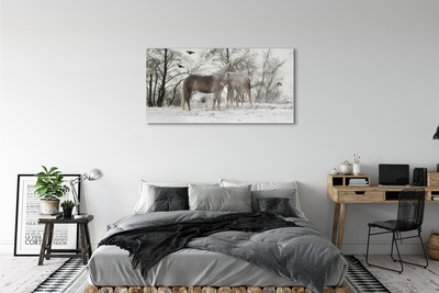 Bild på glas Vinterskog med enhörningar