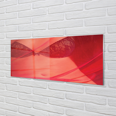 Glasbild Kvinna under röd tyll