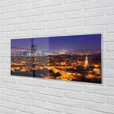 Bild på glas Gdańsk City panorama på natten