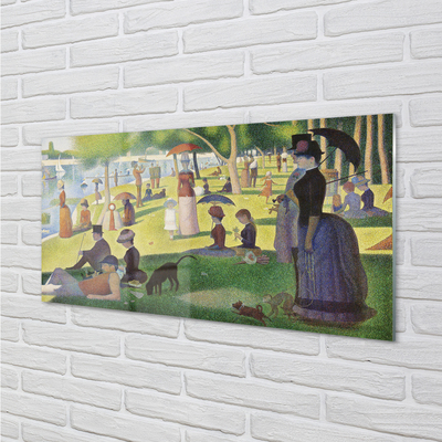 Fototryck på glas Söndag eftermiddag på ön Grande Jatte - Georges Seurat