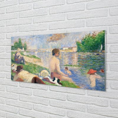 Skriv ut på glas Slutstudie för badgäster i Asnieres - Georges Seurat