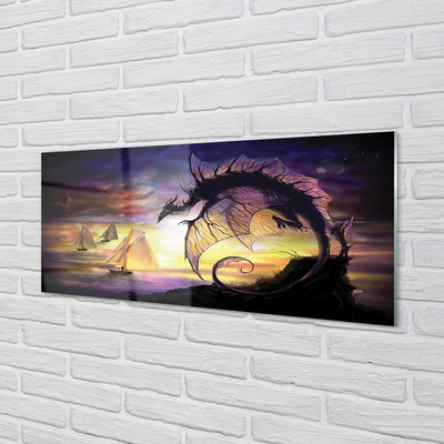 Glasbild Dragon havet fartyg moln