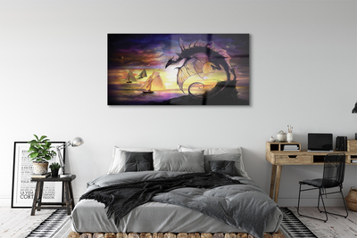 Glasbild Dragon havet fartyg moln