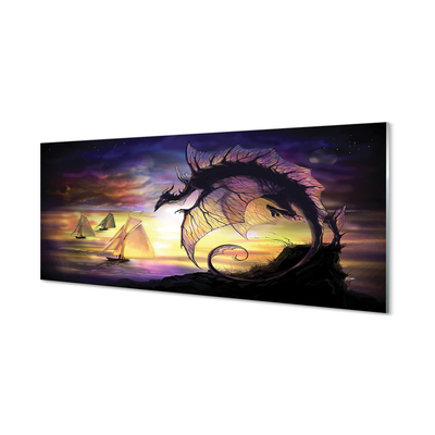 Glasbild Dragon havet fartyg moln