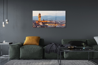 Skriv ut på glas Italien slott panorama solnedgång