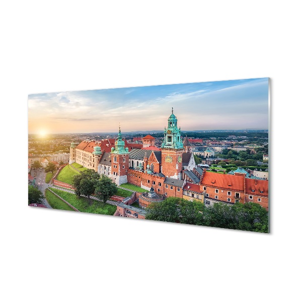 Bild på glas Krakow slott panorama soluppgång