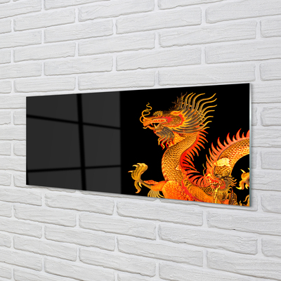 Glas bild Japansk gyllene drake