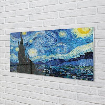 Bild på glas Stjärnklar natt - Vincent van Gogh