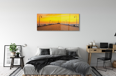 Glasbild Gdańsk Pier, solnedgång, hav