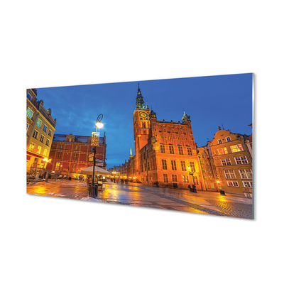 Glas bild Gdansk gamla stan nattkyrka