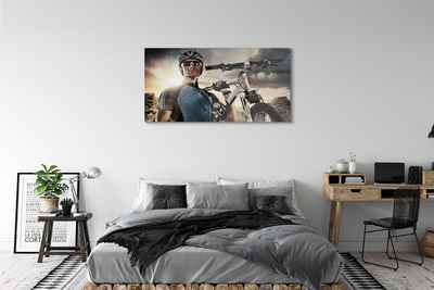 Glas bild Cyklist cykel moln