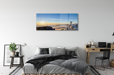 Glasbild Berg man moln soluppgång