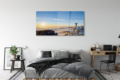 Glasbild Berg man moln soluppgång