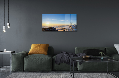 Glasbild Berg man moln soluppgång