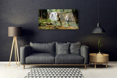 Glasbild Vattenfall River Forest Nature