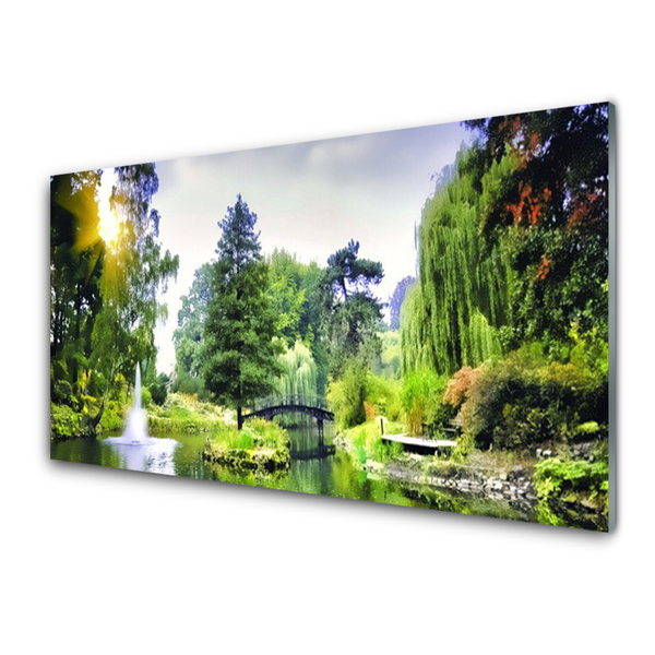 Glasbild Skogsvattenfall Sun Natur