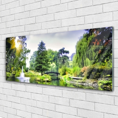 Glasbild Skogsvattenfall Sun Natur