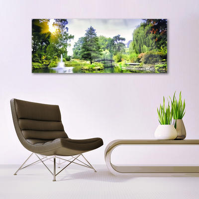Glasbild Skogsvattenfall Sun Natur