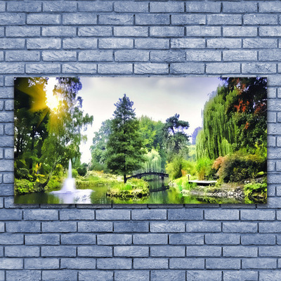 Glasbild Skogsvattenfall Sun Natur