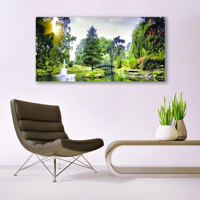 Glasbild Skogsvattenfall Sun Natur