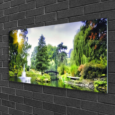 Glasbild Skogsvattenfall Sun Natur
