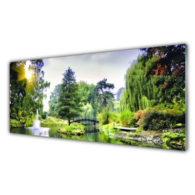Glasbild Skogsvattenfall Sun Natur