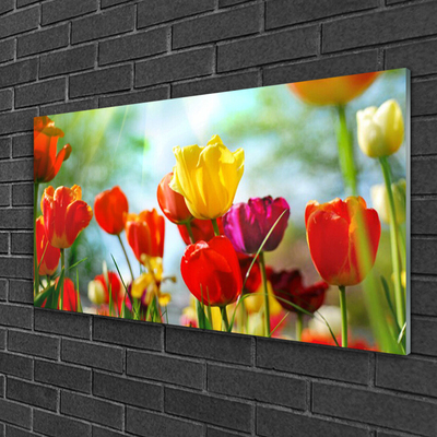 Glas bild Blommor På Väggen