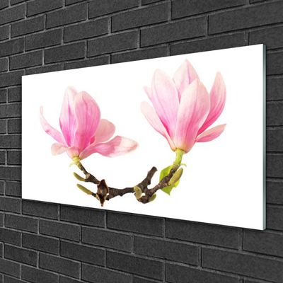 Fototryck på glas Blommor På Väggen
