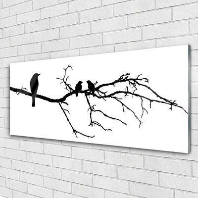 Glastavla foto Birds Branch Art Nature