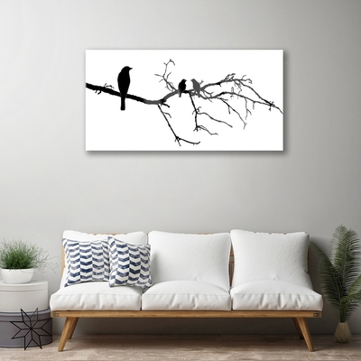 Glastavla foto Birds Branch Art Nature