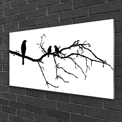 Glastavla foto Birds Branch Art Nature