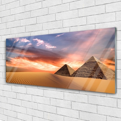 Glasbild Ökenpyramid På Vägg