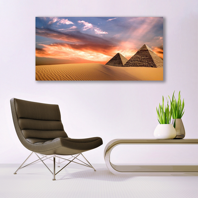 Glasbild Ökenpyramid På Vägg