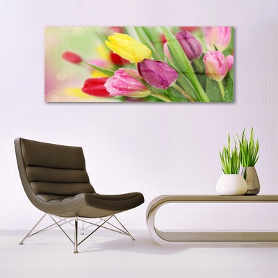 Glas bild Tulpaner Blommor Plant