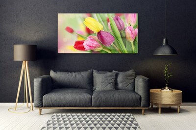 Glas bild Tulpaner Blommor Plant