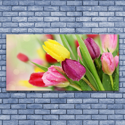 Glas bild Tulpaner Blommor Plant