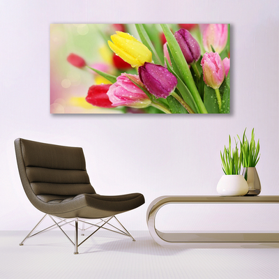 Glas bild Tulpaner Blommor Plant