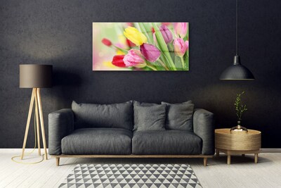 Glas bild Tulpaner Blommor Plant