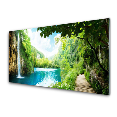 Glas bild Vattenfall Lake Natur