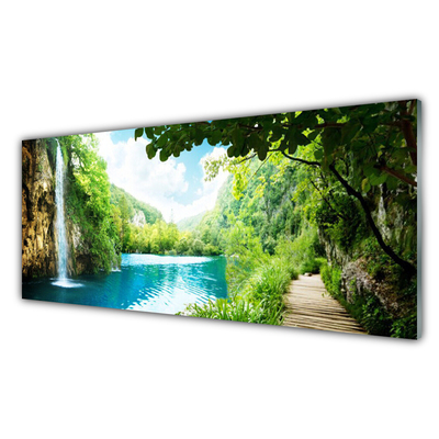 Glas bild Vattenfall Lake Natur