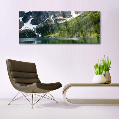 Glasbild Lake Forest Mountain Landskap