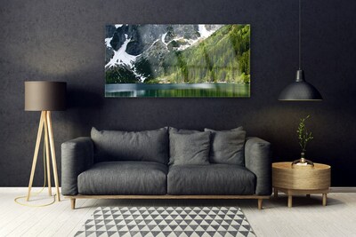 Glasbild Lake Forest Mountain Landskap