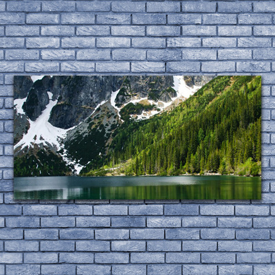 Glasbild Lake Forest Mountain Landskap